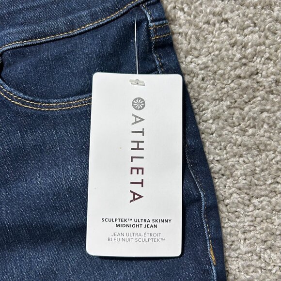 Athleta Womens Sz 2P Sculptek Ultra Skinny Midnight Jeans, Dark Wash - Picture 4 of 12